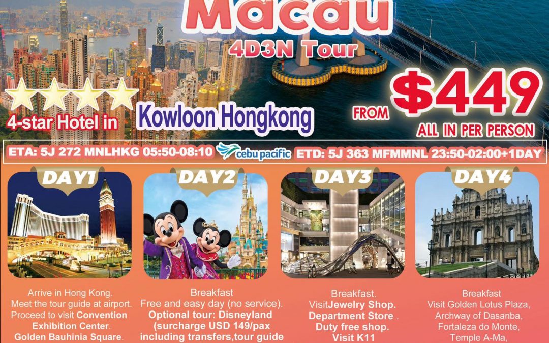 Manila-Hong Kong-Macau 4D3N Tour